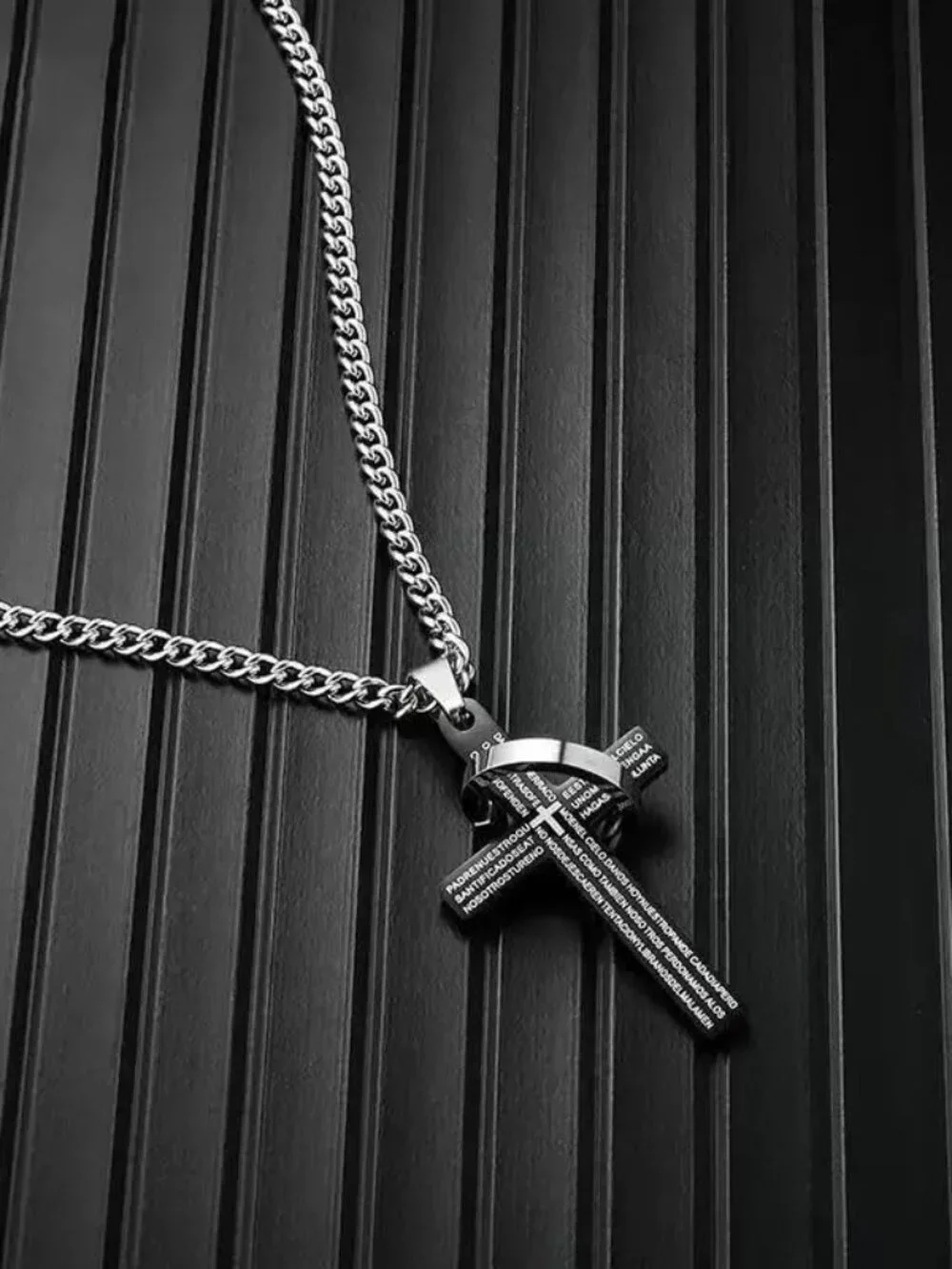 BRAND NEW Men Stainless Steel Plain Black Cross Pendant Necklace